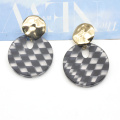 Newest design round acrylic stud ear jewelry for femme classic black statement earrings